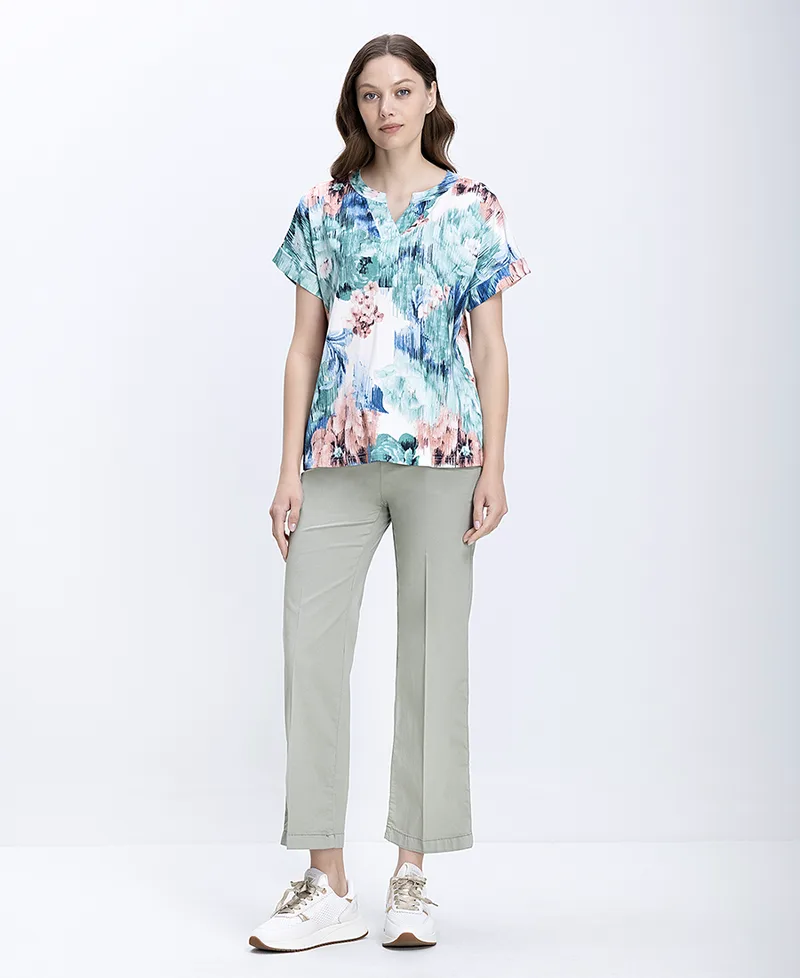 Γυναικεία Παντελόνα Cropped Straight Fit Με Ελαστική Μέση