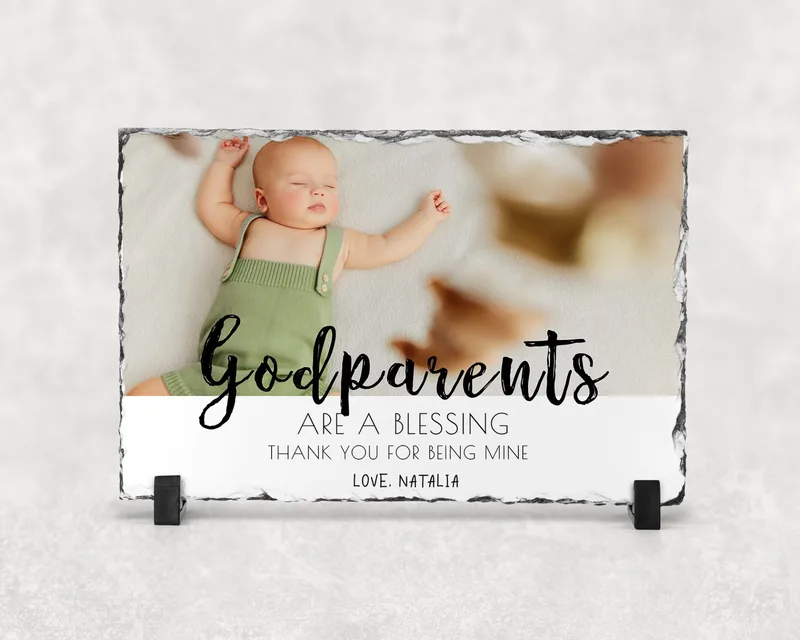 Κορνίζα πέτρινη - Godparents are a blessing - 20ε x 30εκ.