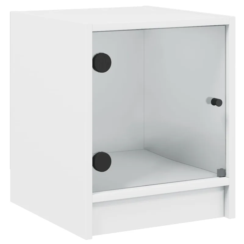vidaXL Κομοδίνο με Γυάλινη Πόρτα Λευκό 35x37x42 εκ.
