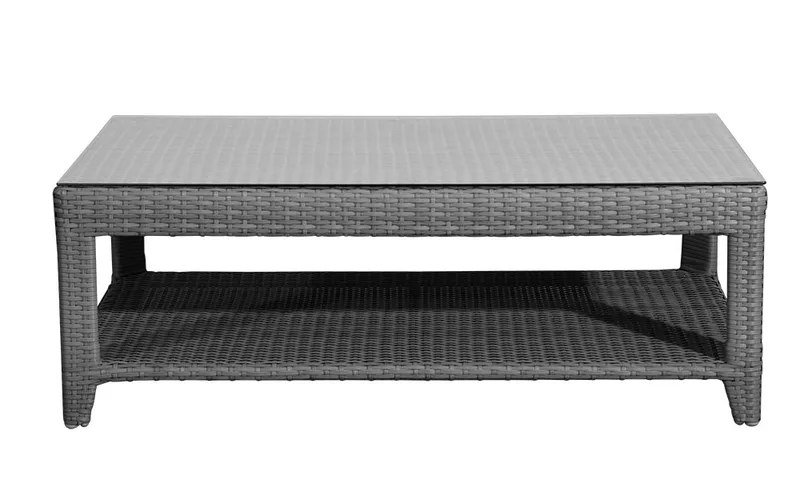 Rattan Βοηθητικό Τραπεζάκι (Coffee Table) Με Σκελετό Αλουμινίου Και Τζάμι 130 x 65 x 42(h)cm