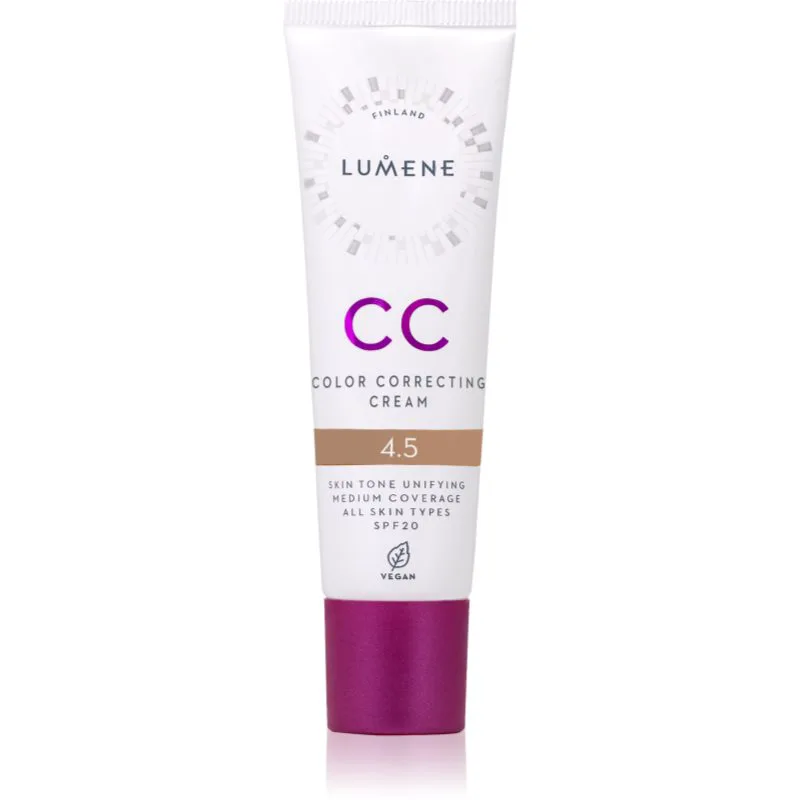 Lumene CC Color Correcting Cream CC κρέμα για ομοιόμορφο τόνο της επιδερμίδας SPF 20 απόχρωση 4.5 (Neutral) 30 ml