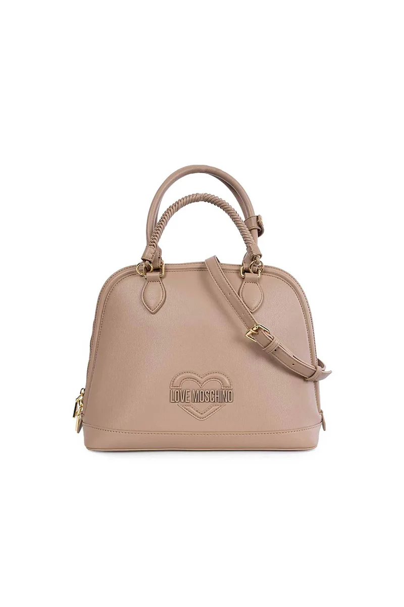 Love Moschino γυναικεία τσάντα χειρός με μεταλλικό λογότυπο - JC4100PP1OLL0 Μπεζ