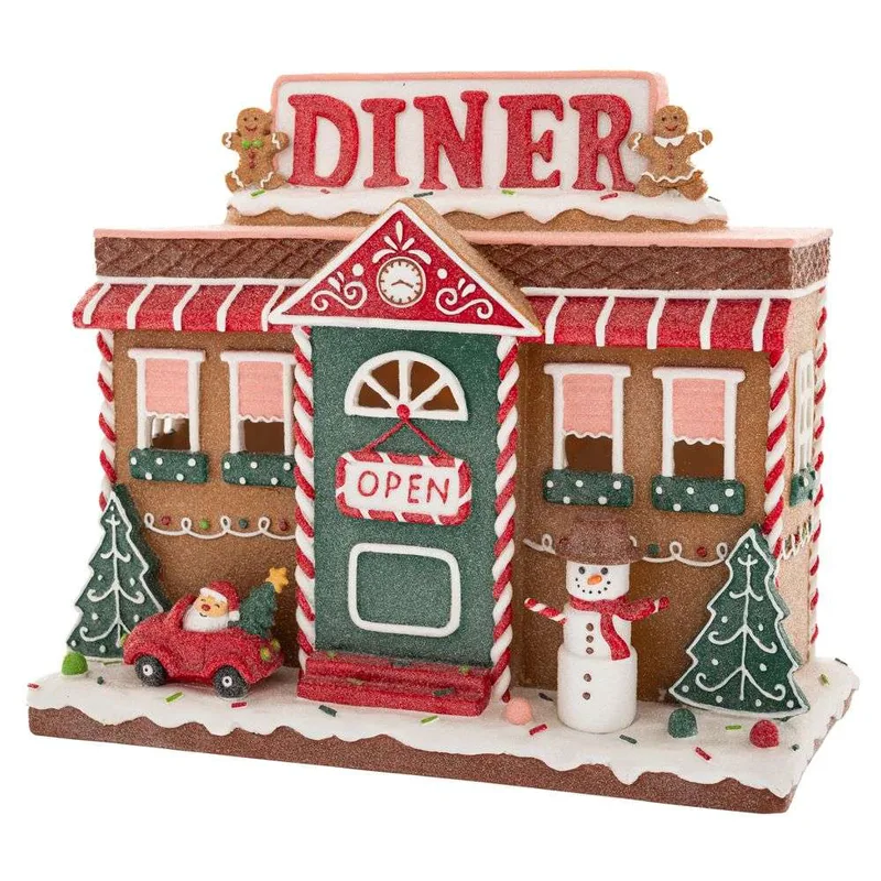 Φωτιζόμενο Πολυρεζίν Gingerbread Εστιατόριο 30x15x26εκ