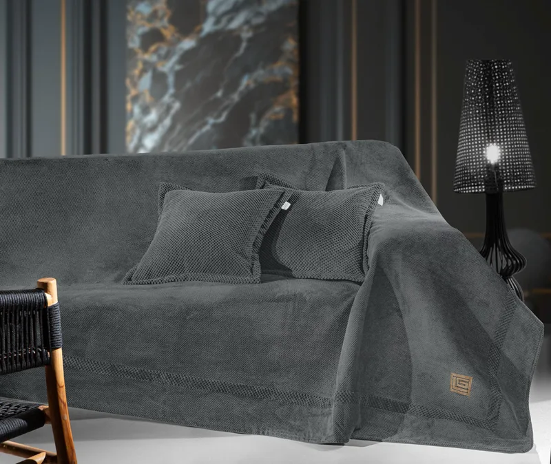 Ριχτάρι Τετραθέσιος Suede Microfiber Rubicon Anthracite 170x350εκ. Guy Laroche (Ύφασμα: Microfiber, Χρώμα: Ανθρακί) - Guy Laroche - 5206480600838