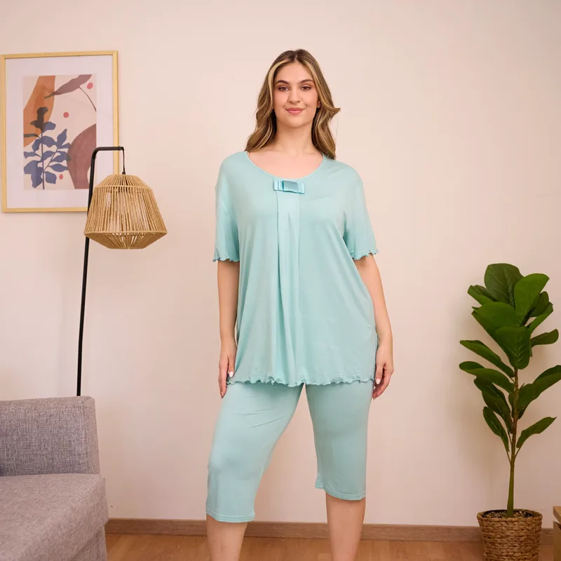 Γυναικεία Πυτζάμα Καλοκαιρινή Plus Size - Βεραμάν