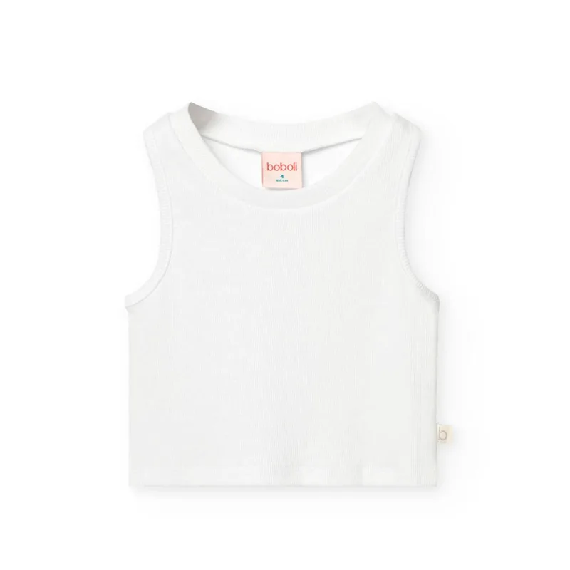 Μπλούζα μακό ριμπ κορίτσι Boboli-491048-1100-White