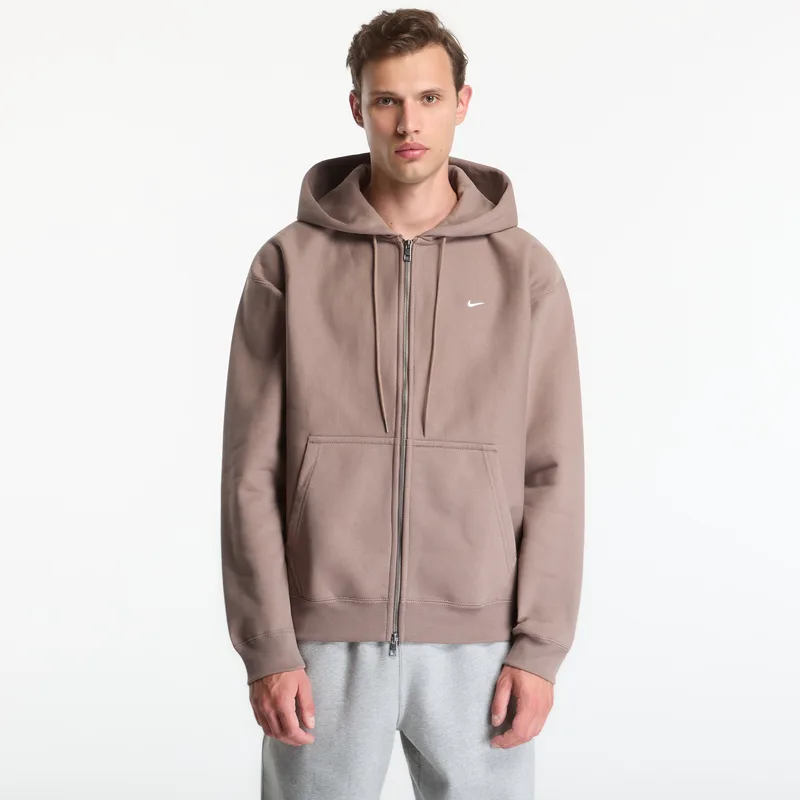 Φούτερ Nike Solo Swoosh Men's Full-Zip Fleece Hoodie Mink Brown/ Mink Brown/ White XS