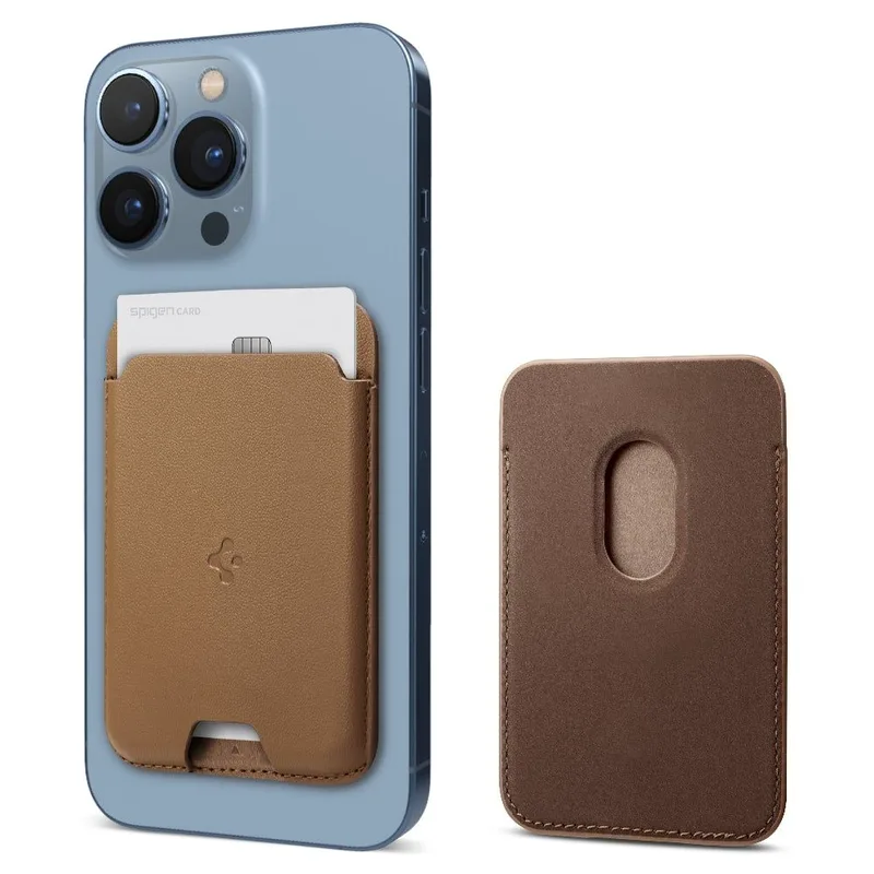 Spigen Valentinus Eco-Leather Card Holder - Universal MagSafe Πορτοφόλι / Θήκη για Κάρτες - Brown (AFA03854)