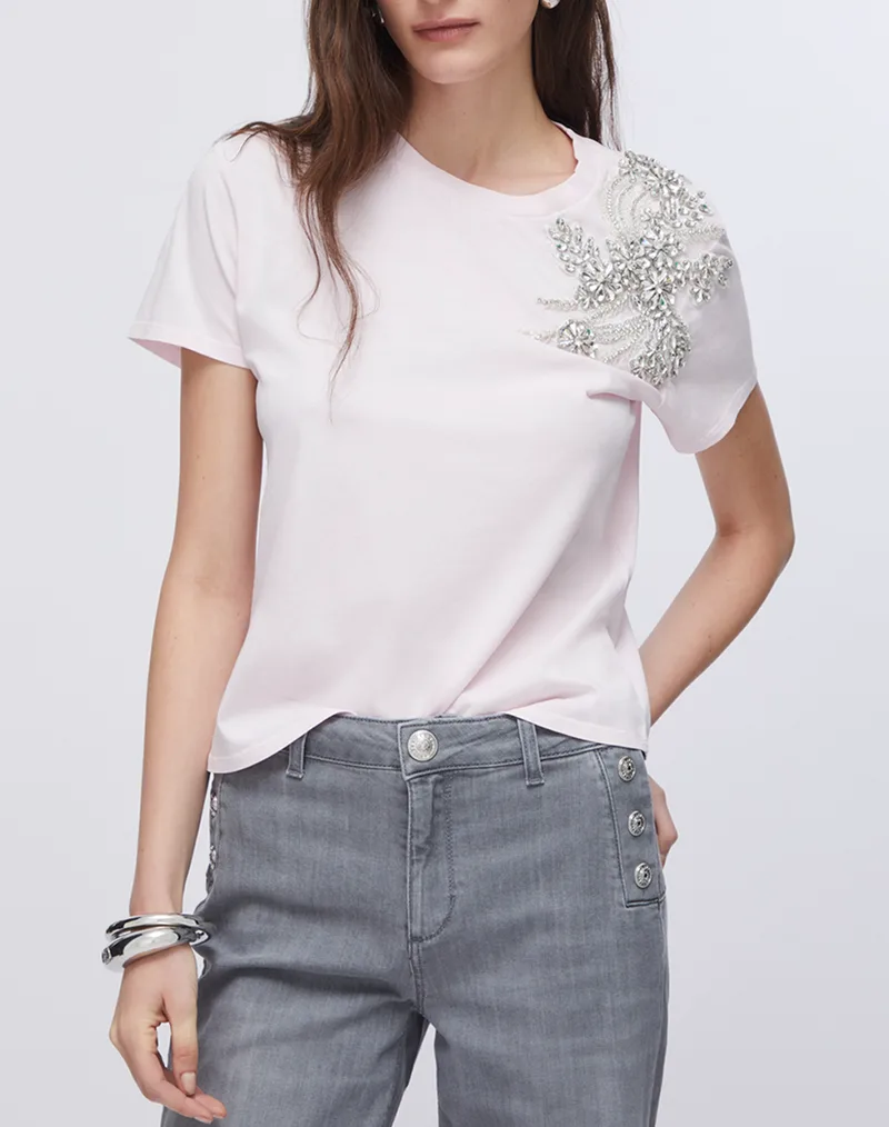 LIU JO BLACK_CA6J12_T-SHIRT C/PATCH ΜΠΛΟΥΖΑ ΓΥΝΑΙΚΕΙΟ CA6010J3868-P9749 LightPink