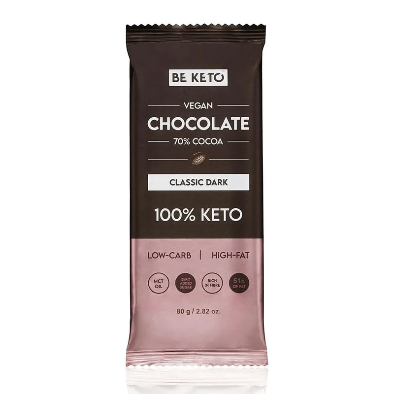 Beketo Vegan Κέτο Σοκολάτα Μαύρη Χωρίς Ζάχαρη MCT (80g)