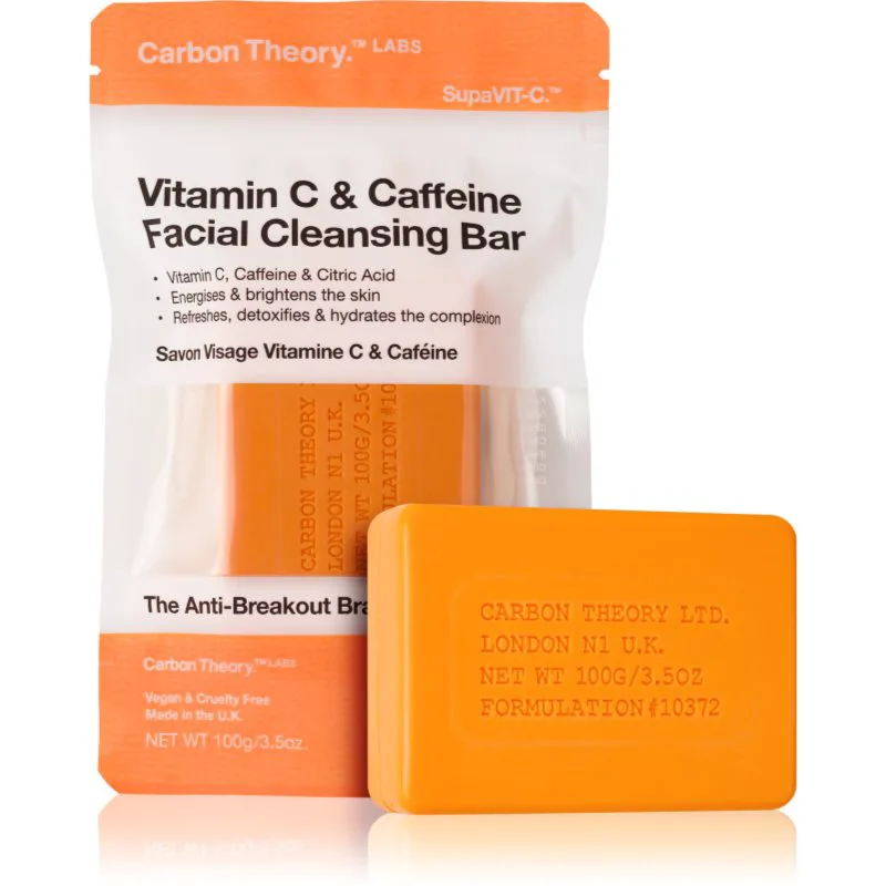 Carbon Theory Facial Cleansing Bar Vitamin C & Caffeine καθαριστικό σαπούνι για το πρόσωπο με βιταμίνη C Πορτοκαλί 100 γρ