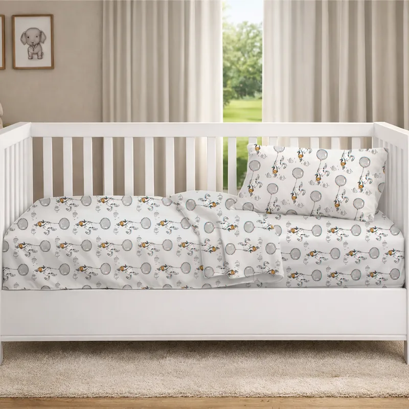 Παπλωματοθήκη Κούνιας (120x160) Dimcol Floating Bunny 715 Grey