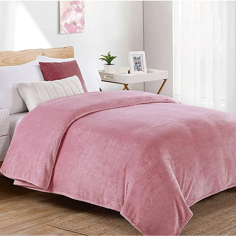 Κουβέρτα Fleece Υπέρδιπλη 220X240 Dimcol Μονόχρωμη Cashmere Ροζ (220x240)