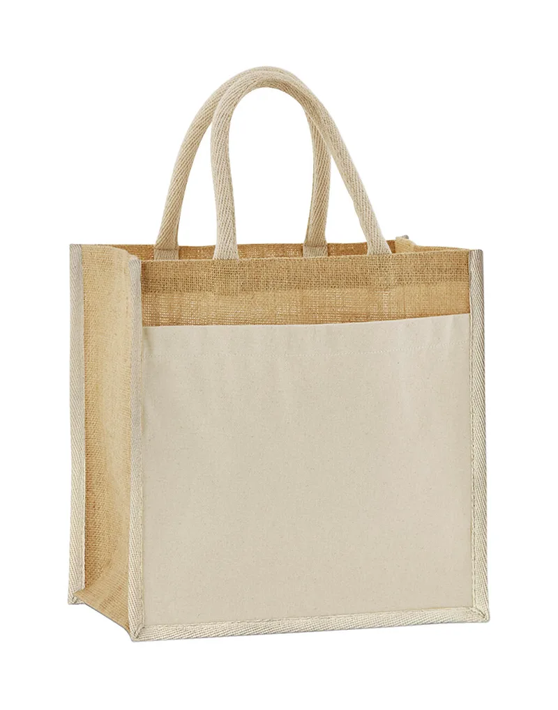 Midi Tote Jute Cotton Pocket Westford Mill W483 Natural