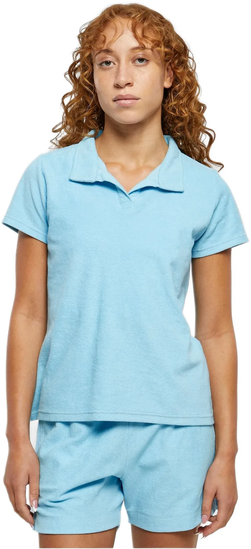 Ladies Towel Polo Tee Urban Classics TB5979-04410 balticblue