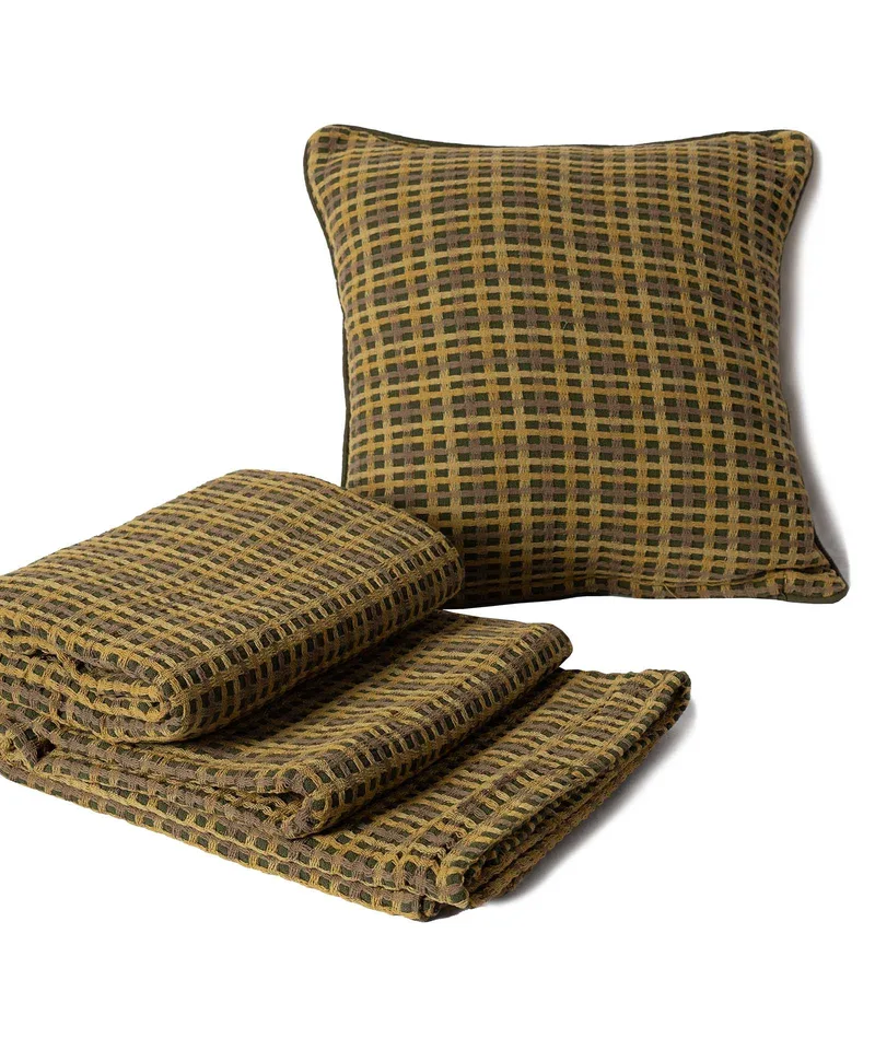 Μαξιλαροθήκη Διακόσμησης Silk Fashion Multisquare Πράσινο 45x45