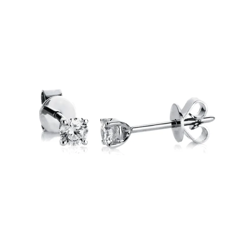 Diamond Group Σκουλαρίκια Μονόπετρα με Διαμάντια Brilliant από Λευκό Χρυσό 18 Καρατίων SK2175
