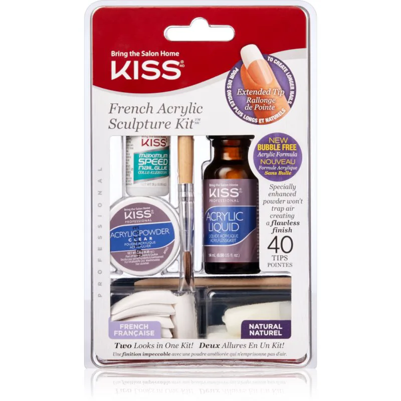 KISS French Acrylic Sculpture Kit Σετ για γαλλικό μανικούρ 40 τμχ