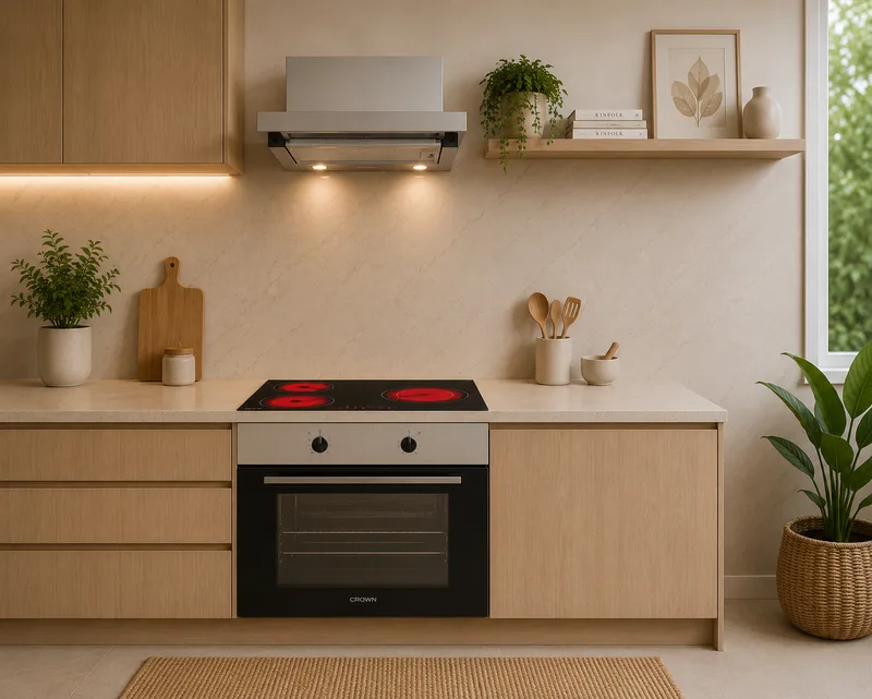 Σετ Φούρνος Εστία, Απορροφητήρας FCM 510AIX + CHP32 + 7012MT , Crown