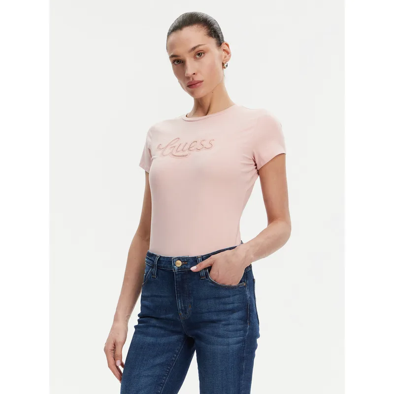 Guess T-Shirt W5GI47 KA0Q1 Ροζ Slim Fit