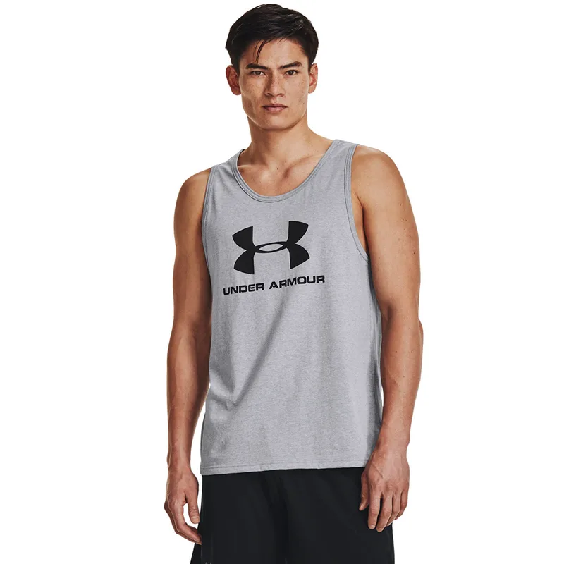 Under Armour Sportstyle Logo Tank Steel Light Heather M