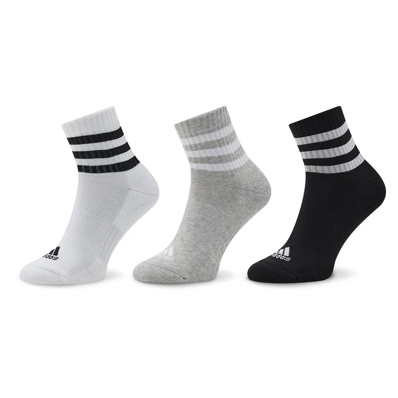 Κάλτσες κοντές adidas 3-Stripes Cushioned Sportswear Mid-Cut Socks 3 Pairs IC1318 Γκρι
