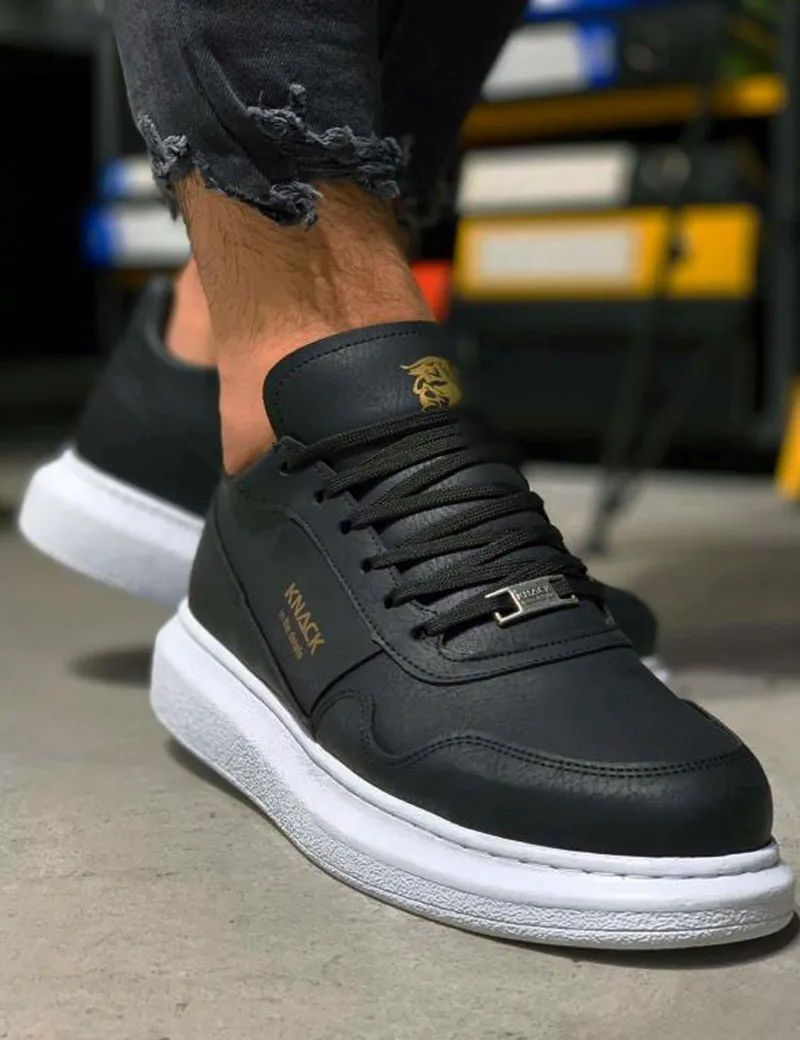Ανδρικά ασπρόμαυρα Sneakers με κορδόνια 0382020