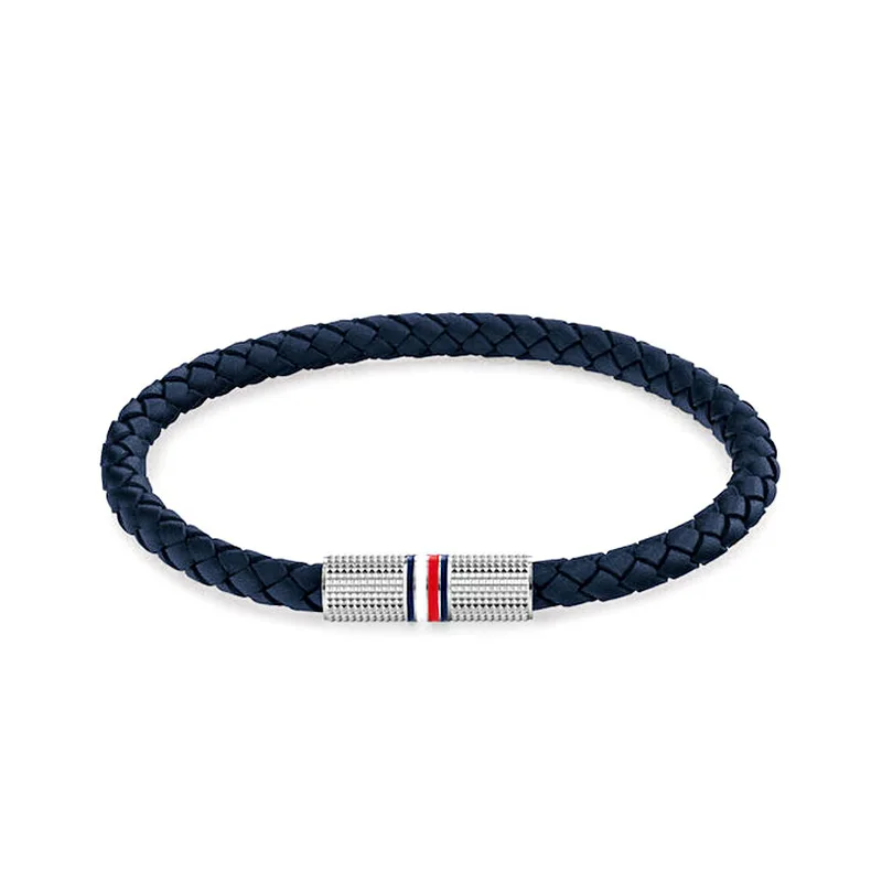 TOMMY HILFIGER Αντρικό Βραχιόλι Mε Μπλε Δέρμα και Κούμπωμα από Ανοξείδωτο Ατσάλι 2790460