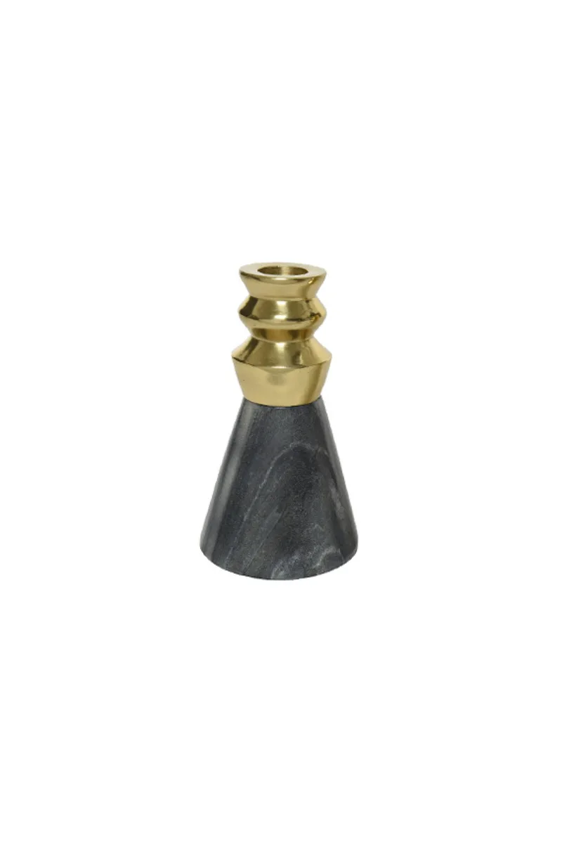 Κηροπήγιο Με Βάση Από Μάρμαρο 4x7.5x13.5cm Μαύρο Kaeming