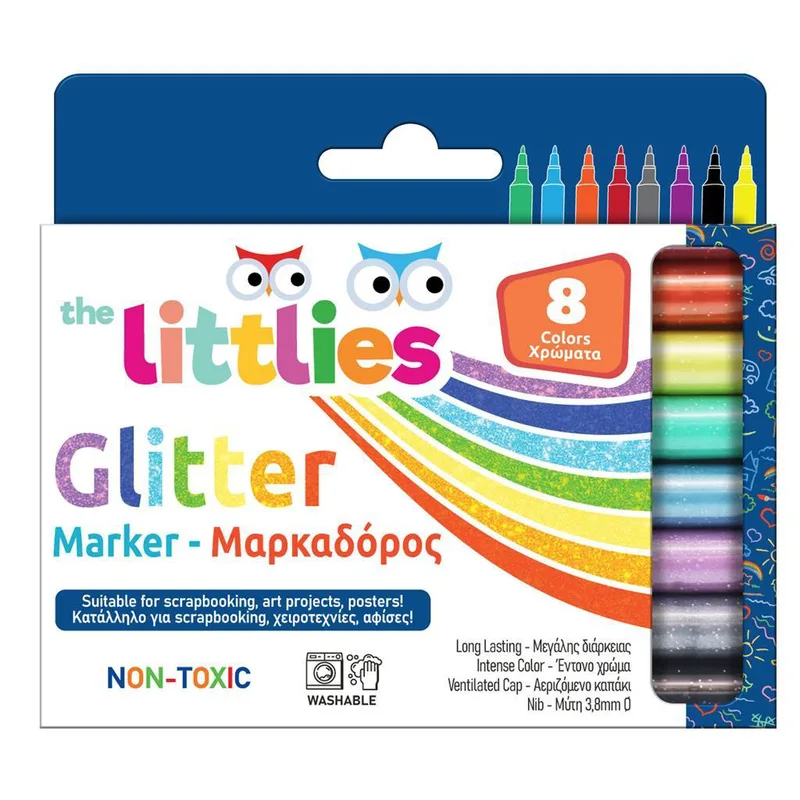 ΜΑΡΚΑΔΌΡΟΙ ΖΩΓΡΑΦΙΚΉΣ THE LITTLIES GLITTER 8 ΧΡΏΜΑΤΑ