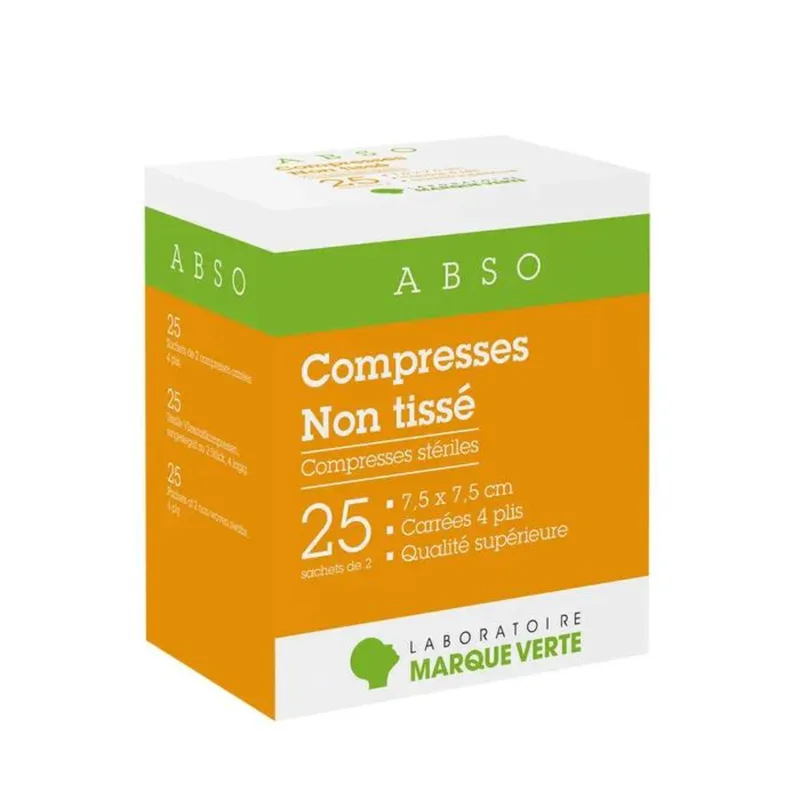 Marque Verte Abso Non-woven tablets 7.5x7.5cm x25 sachets of 2