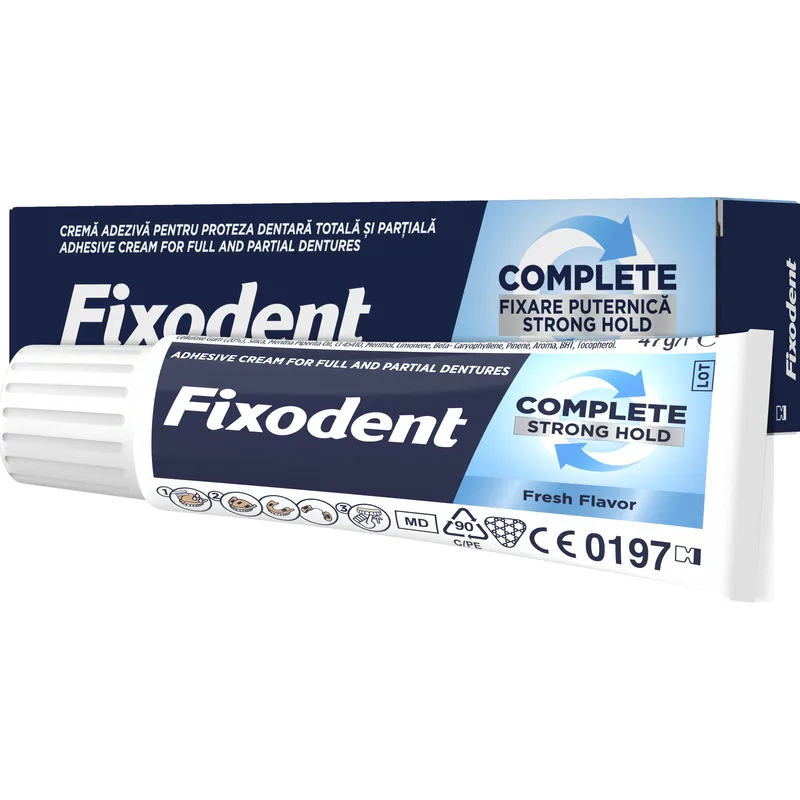 Fixodent Complete Strong Hold Fresh Στερεωτική Κρέμα με Δυνατό Κράτημα για Τεχνητή Οδοντοστοιχία με Απαλή Γεύση Μέντας 47g