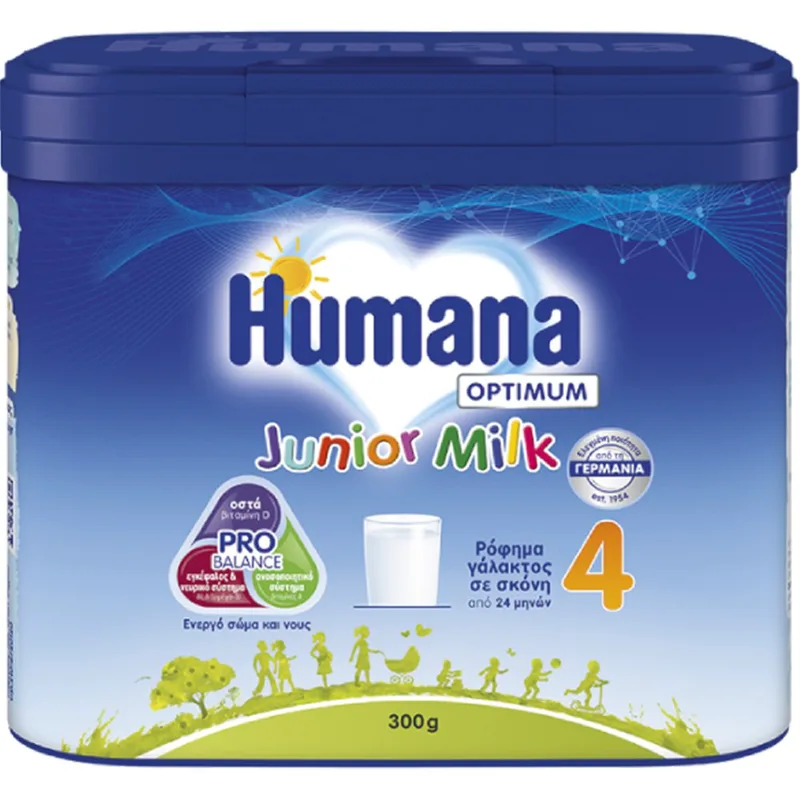 Humana Optimum Junior Milk 4, 24m+ Βρεφικό Γάλα από τους 24 Μήνες για Σωστή Ανάπτυξη 300g