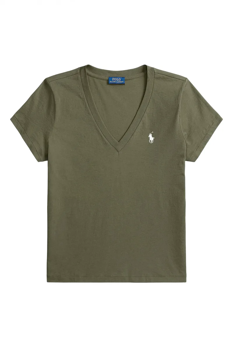 RALPH LAUREN T-SHIRT V-NECK CLASSICS LOGO ΧΑΚΙ