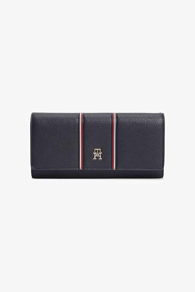 Tommy Hilfiger γυναικείο πορτοφόλι με μεταλλικό μονόγραμμα - AW0AW18656 Σκούρο Μπλε