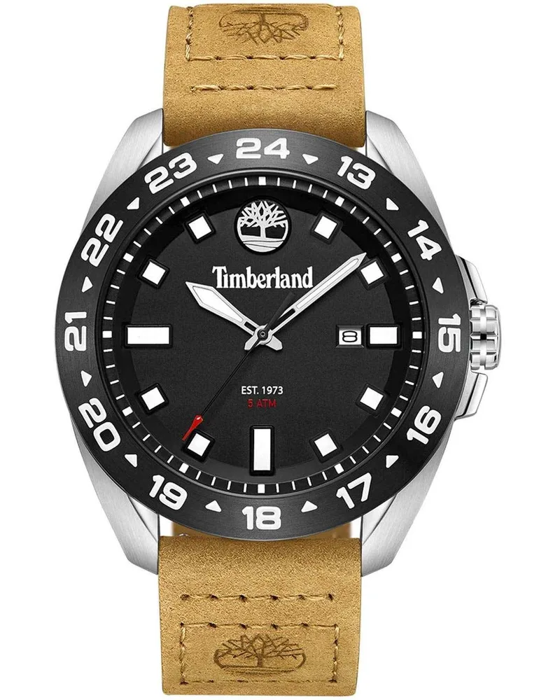 TIMBERLAND Carrigan - TDWGB0029401, Silver case with Brown Leather Strap