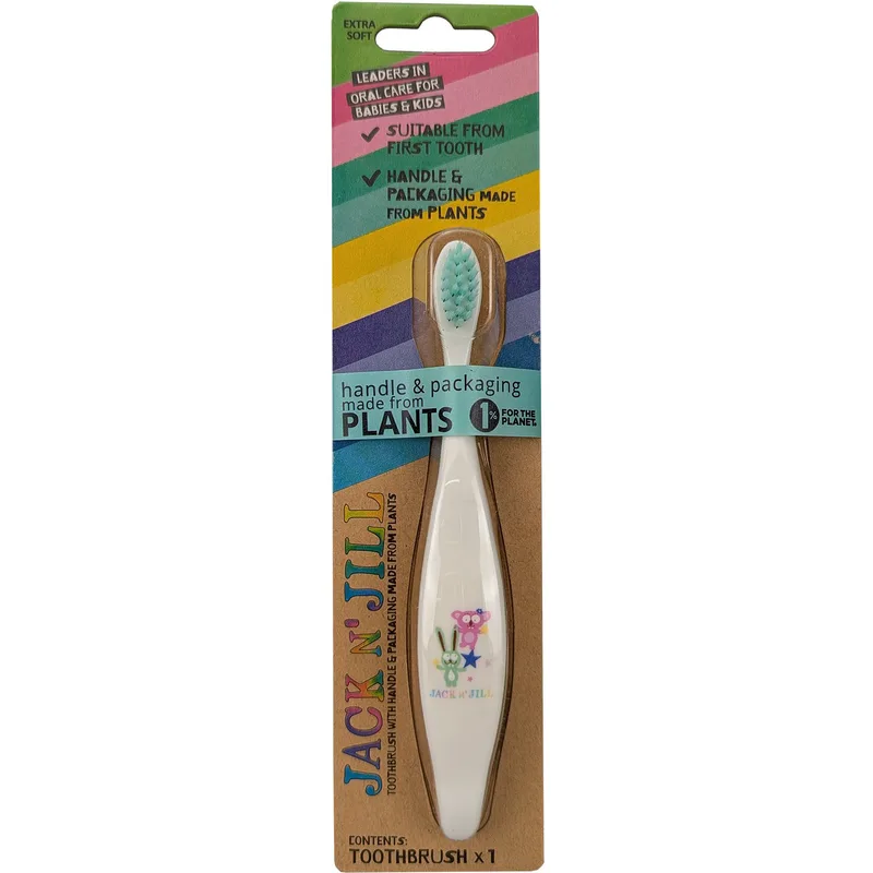 Jack n' Jill Biodegradable Kids Toothbrush Extra Soft Animal Party Βρεφική Οδοντόβουρτσα από Άμυλο Καλαμποκιού Κατάλληλη από την Πρώτη Οδοντοφυΐα 1 Τεμάχιο - Λαγουδάκι
