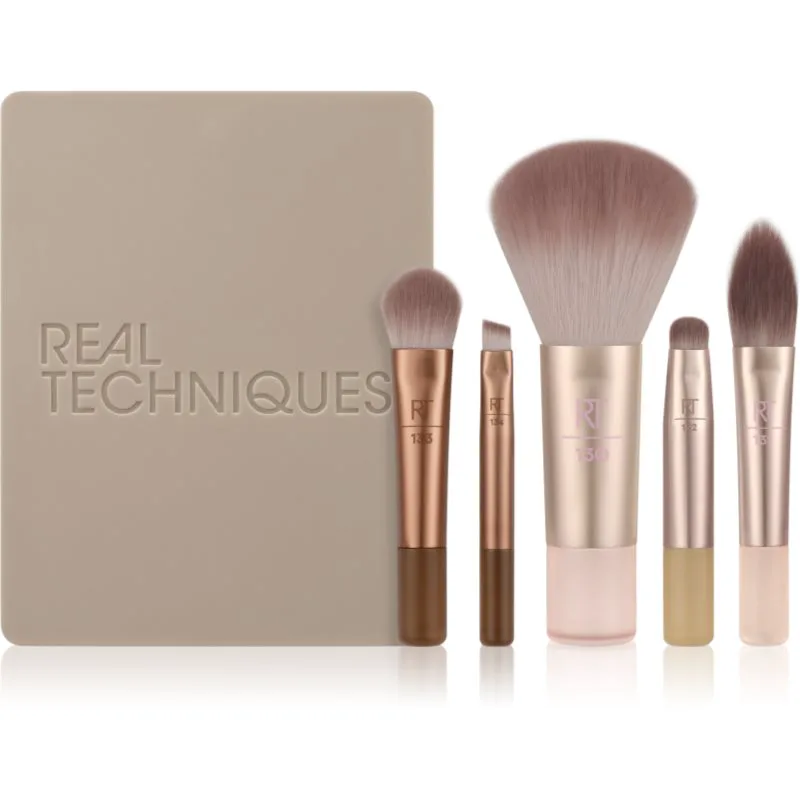 Real Techniques New Nudes On The Glow Mini Brush Kit σετ με πινέλα για ταξίδια 6 τμχ