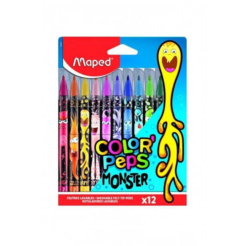 Μαρκαδόροι Λεπτοί Maped Monster Jungle 12Τεμάχια 845400