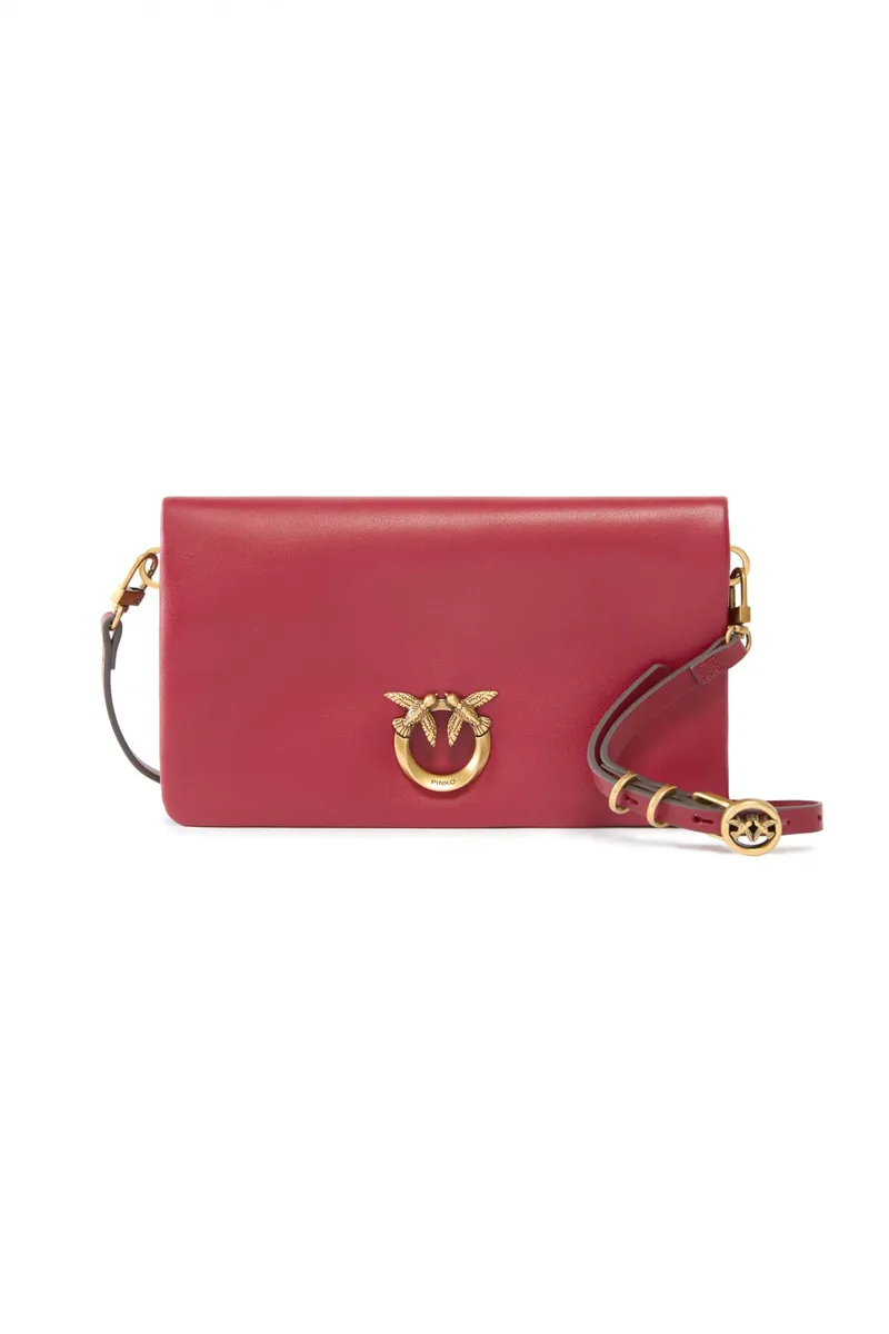 PINKO ΤΣΑΝΤΑΚΙ CLICK SOFT HORIZONTAL MINI VITELLO MORBIDO KOKKINO-ANTIQUE GOLD