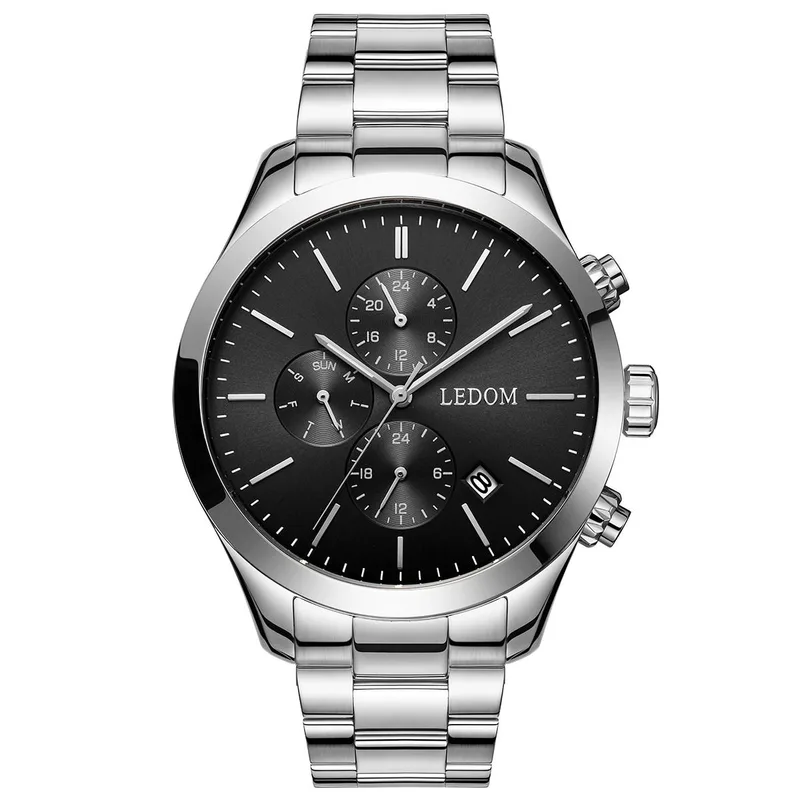 LE DOM Explorer Dual Time - LD.1503-1, Silver case with Stainless Steel Bracelet