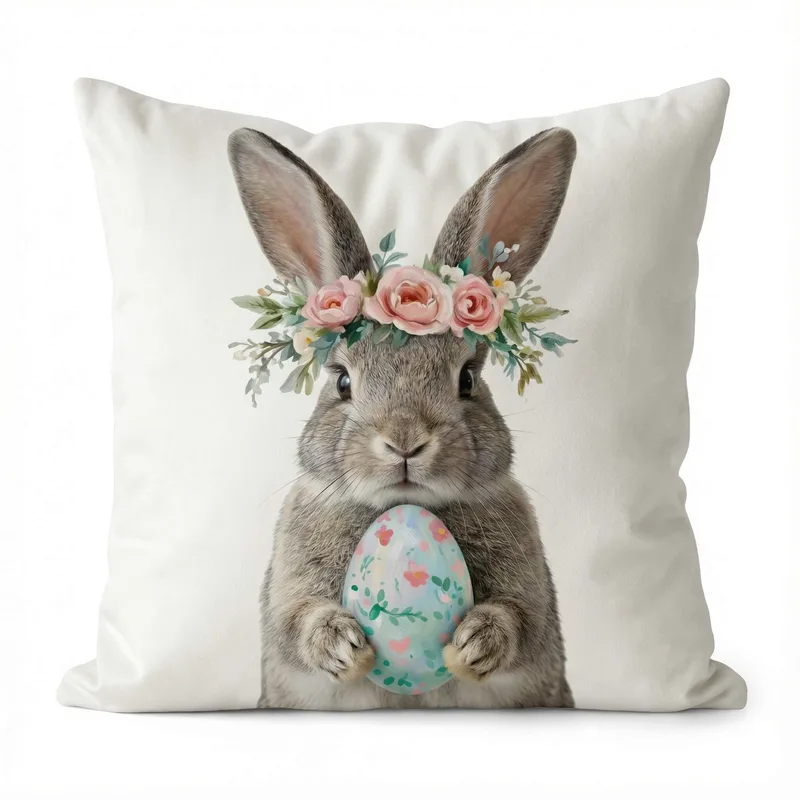 Διακοσμητική μαξιλαροθήκη (45Χ45) Wildflower Bunny 110025, KELMA