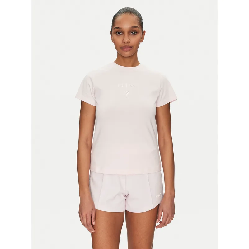 Guess T-Shirt V4YI21 KCDH1 Ροζ Slim Fit