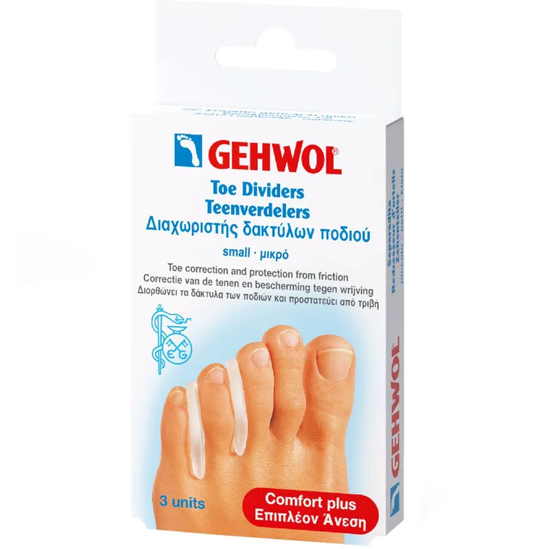 Gehwol Toe Dividers Διαχωριστής Δακτύλων Ποδιού για Ανακούφιση από Ερεθισμένους Κάλους Μεταξύ των Δακτύλων & Προστασία Έναντι της Τριβής 3 Τεμάχια - Μικρό (S)