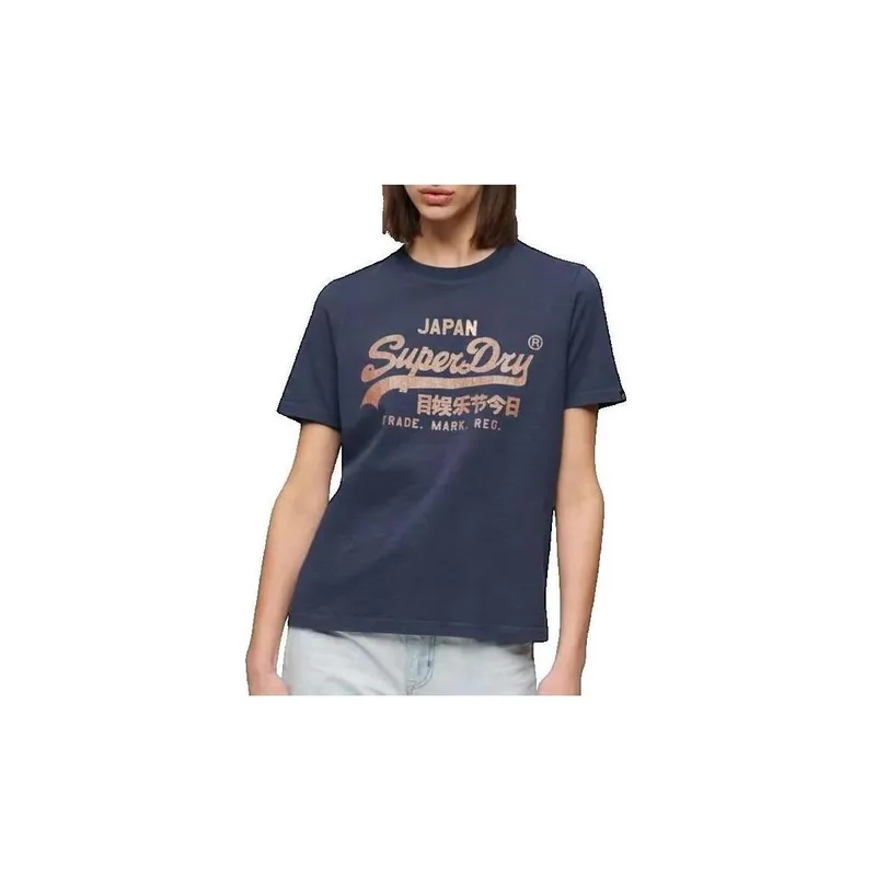T-shirt με κοντά μανίκια Superdry T-shirt Relaxed à logo métallisé