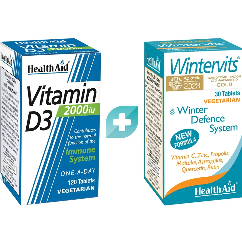Σετ Health Aid Vitamin D3 2000iu 120tabs & Wintervits 30tabs