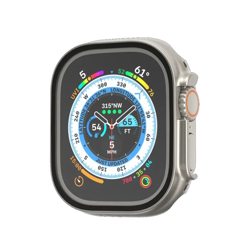 SwitchEasy Hybrid Series 2in1 Glass Case Titanium Apple Watch 49mm