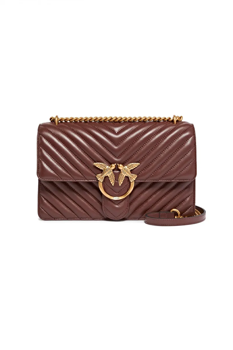 PINKO ΤΣΑΝΤΑ LOVE ONE CLASSIC DV SHEEP NAPPA ΜΠΟΡΝΤΩ
