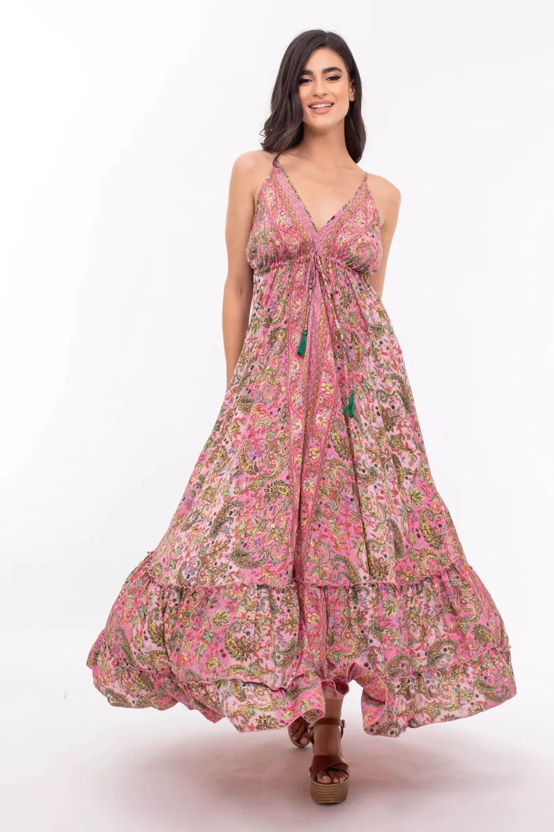 ΦΟΡΕΜΑ BOHO FLORAL ΛΑΧΟΥΡ ΡΟΖ MULTICOLOR