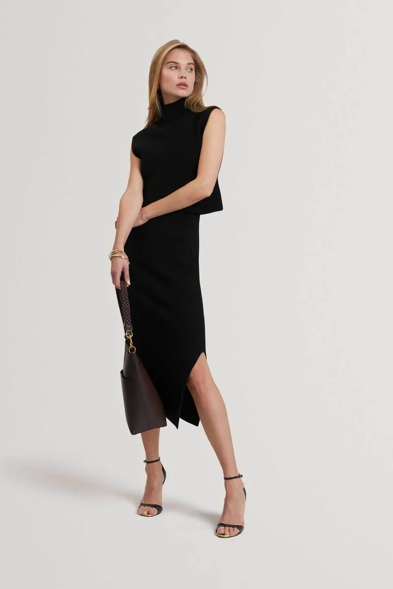 Ted Baker γυναικείο midi αμάνικο φόρεμα μoνόχρωμο 2 σε 1 "Ceylona" - 282761 Μαύρο
